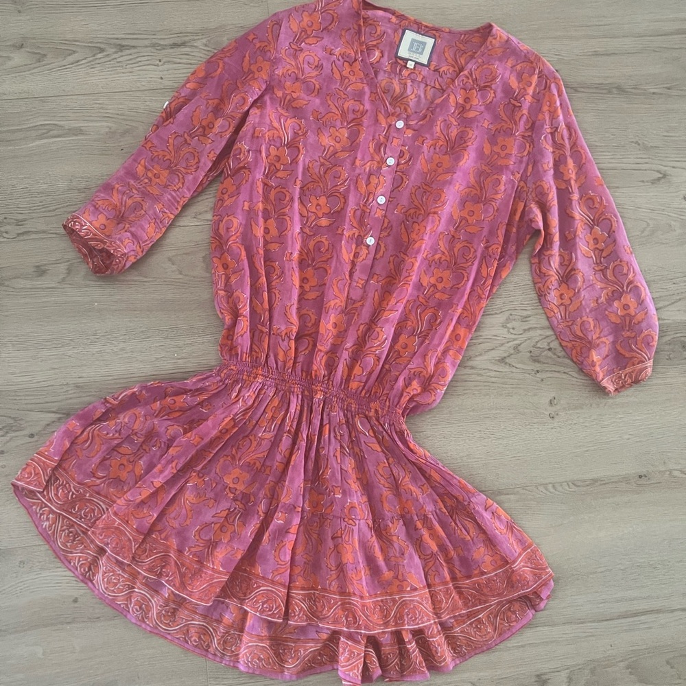 ALICIA BELL TUCKERNUCK Floral Pink and Orange Dress Size M